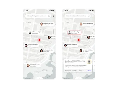 Party App events events app house party loaction pointers maps navigation party search ui