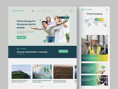 Tepoint-Dekstop and mobile website branding clean companywebsite design green header landing page logo minimalistic mobile renewableenergy responsive ui ux webdesign