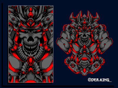 THE-MECH SHOGUN apparel asia body design drawing helm illustration logo mask mecha robot samurai shogun skull tshirt tshirtdesign vector vectorart vectors vexel