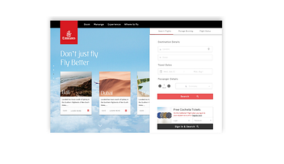 Emirates Homepage reimaged aviation design homepage redesign search