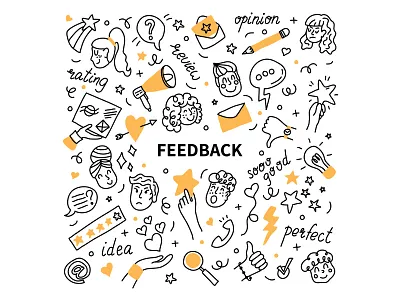 Feedback concept assessment character customer feedback flat handdrawn illustration minimal online review survey vector