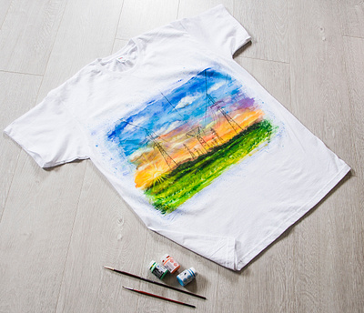 hand-painted t-shirt, electrician, hand print apparel art design fashion hand painted handmade paint painting style wear