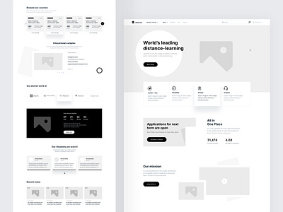 LMS Web-Page Wireframe black design designer gray instructor interaction learning online teacher template ui ux visual website concept wireframe