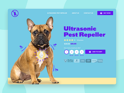 🦟 Ultrasonic Pest Repeller 🐶🦟 clean colorful dogs ecommerce landing page pet pet care ui webdesign website