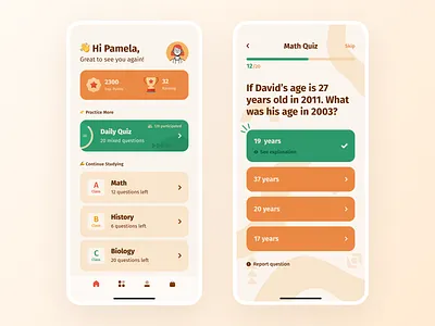 Educational Quiz App - v1 biology education flat lessons mathematics online education questions quiz quiz app study