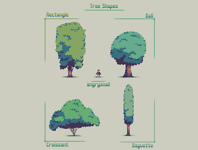 Tree Shapes 8bit artwork environment design game design gameart illustration nature pixel art pixelart sprite tree