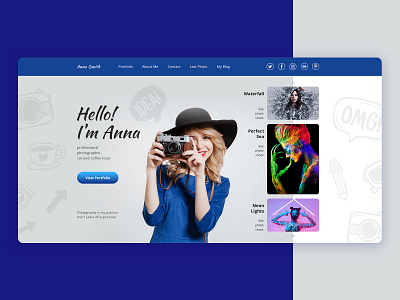 Photographer Portfolio First Screen fasion first screen landing landing page landing page design photo photographer photography photography portfolio photography website portfolio promo web web design webdesign website