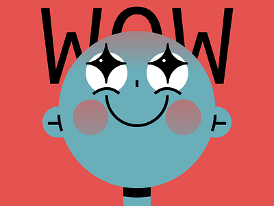 WOW cute design icon illustration logo man