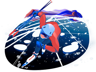 Iceskating baikal fresh ice iceskating illustraion illustrator lake landscape race vector