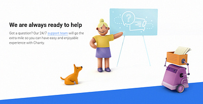 Characters 3d 3d art blue character design desk dog girl help hero image illustration maya robot site illustration