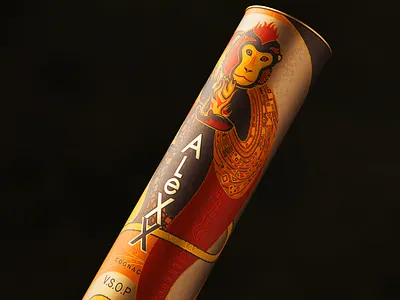 AleXX RED FIRE MONKEY (Limited Edition) alcohol branding alexx branding brandy cognac food food and drink illustration krylia fmcg branding label design limited edition logo luxury package packaging packaging design special edition tubus design
