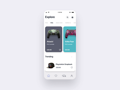 Gaming Shop UI Concept after effects animation colorful ecommerce ecommerce design gamepad gamer shop gaming joystick mobile ps4 ps5 shop skin ui ui animation