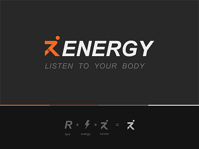 Renergy Logo Design black logo branding design energy energy logo gym logo icon illustration logo run run logo running man text logo uiux ux vector