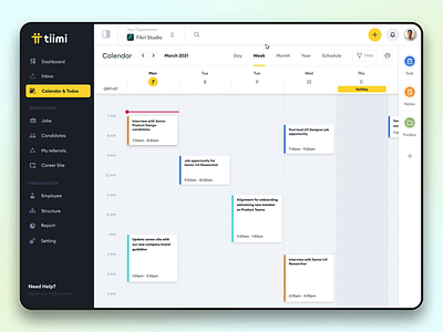 Tiimi - Video Conference Tool for a SaaS HR Management System animation business call candidate conference dashboard employee hiring hr hrd hrm interview job management saas ui ux video video call webapp