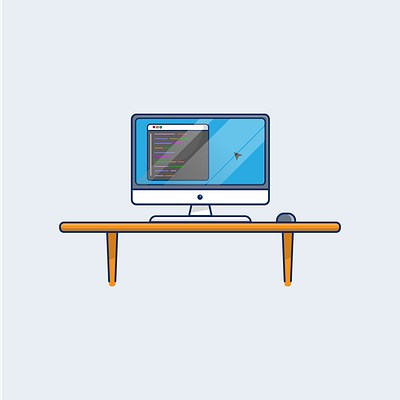 Workspace 2 computer desk elegant illustration office pc simple vector vector illustration wood work workspace workstation