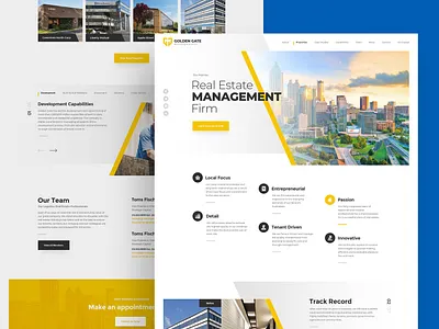 Golden Gate Management clean design drawingart estate management photoshop properties real realestate responsive ui ux web webdesign website