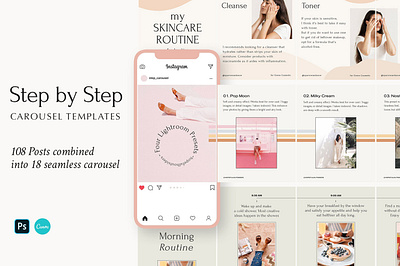 Step by Step - Carousel Templates branding canva canva design carousel education education website educational female gallery post ig stories ig template instagram portfolio instagram stories instagram template interview moodboard social media pack social network tips tutorial