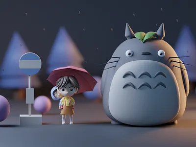 My neighbor Totoro 3d 3d art blender character design dribbble ghibli miyazaki modeling render shot totoro