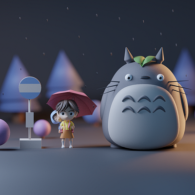 My neighbor Totoro 3d 3d art blender character design dribbble ghibli miyazaki modeling render shot totoro