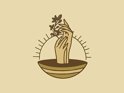 Cascara Jewelry Icon badge bowl branding cascara design fauna hands illustration jewelry plant procreate sun