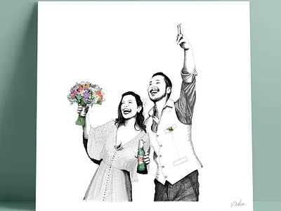 gobsart weddingportrait 2019 01 art artbycarolina design gobsart illustration print printing wedding