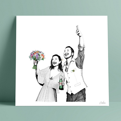 gobsart weddingportrait 2019 01 art artbycarolina design gobsart illustration print printing wedding