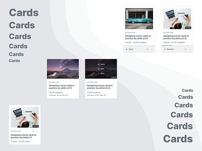 Course Cards cards cards design cards ui course education learning player