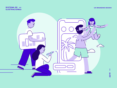 UX Branding Design | Ilustraciones app beach branding cool design family geometric illustration turism ui ux vector