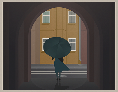 One rainy day in Petersburg adobe illustrator girl illustration illustrator minimalism mood moody rain rainy vector