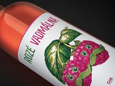Wild Raspberry Rosé / GIK wine label creative graphic design illustration label raspberry rose rosé wild wine wine label