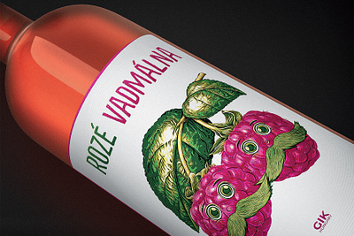 Wild Raspberry Rosé / GIK wine label creative graphic design illustration label raspberry rose rosé wild wine wine label