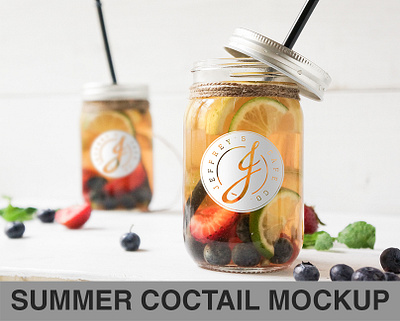 Summer coctail, Ice tea PSD Mockup bar mockup branding mockup coctail branding coctail mockup drink mockup fruits glass mockup ice tea mockup jar label mockup jar mockup logo mockup mason jar mockup photorealistic mockup psd mockup punch soft drink mockup straw summer drink