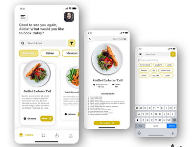 Dema Recipes app ui ui design uiux ux design xd