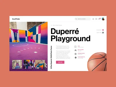 Court Finder - UI application basketball clean court design dribbble interface layout minimal modern search search engine simple sport ui ux web web design website white