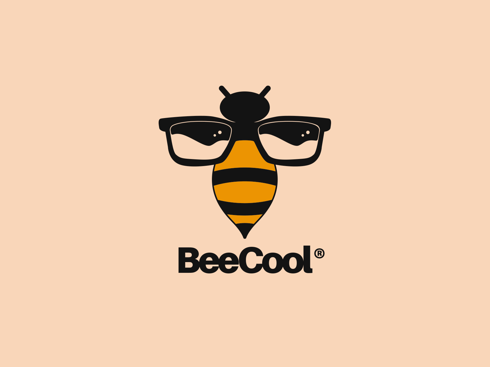 BeeCOOL🐝 logo concept. bee brand design buzz cool design digital art flat illustration funny golden honey illustration logo logodesign pastels quote design rayban raybans sunglasses warfare yellow