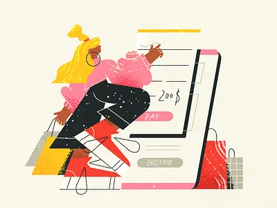 Mobile Checkout Process app article blog character checkout design fireart illustration mobile news photoshop process ui ux