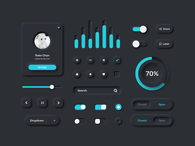 FREE - Neumorphism UI Kit 2020 trends buttons dark mode designs elements figma freebie icons neumorph neumorphic neumorphism new profile purple skeumorphic skeumorphism ui uidesign uiux ux