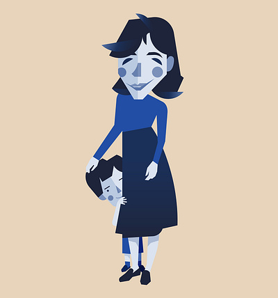 Mother and Son blue child customized dribbble family family portrait flat geometric illustration mother portrait portrait art portrait illustration poster simple vector
