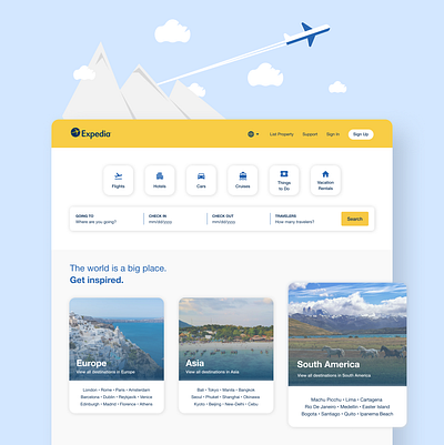 Expedia – Landing Page Concept clean creative design designinpiration dribbble dribbblers figma graphicdesign illustration inspiration interface minimal ui uidesign uiux userexperience userinterface ux uxdesign vector