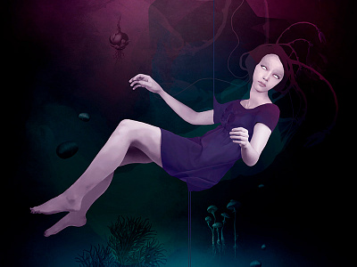 Noctornal Ascension body figurative fine art illustration mixed media mystic occult strength woman