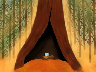 forest forest illustration nature office workspace