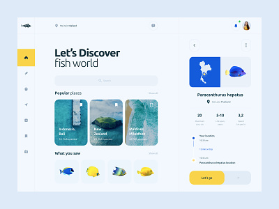 🐠 Fish Discover App animals app design clean concept dashboard design discovery fish interface location minimal product startup ui ux webapp