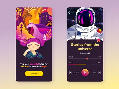 Audiotales app audiobook audiotales children design illustration ui