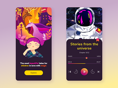 Audiotales app audiobook audiotales children design illustration ui