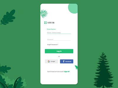 log in screen 2020 app creative cute design green ios iphone mobile simple ui
