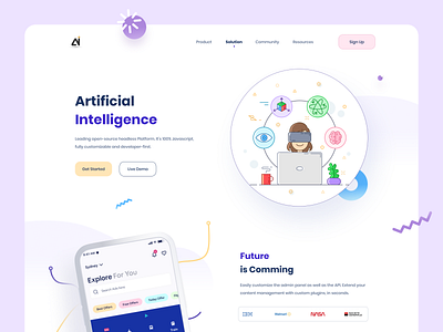 AI Web 2020 webdesign ai ai web design artificial intelligence clean colorful design creative gradient illustration landing page landingpage memphis mockups ui web webdesign website website design website mockup