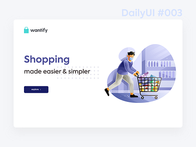 Shopping landing page 003 app branding dailyui design flat illustration landingpage logo type ui ux web