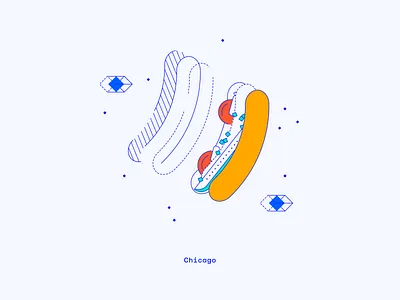 Chicago chicago dog design dimensional hotdog illustration location office