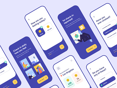 COVID-19 Mobile App app covid covid19 health home iphone medicine mobile onboarding presentation screen sick steps ui