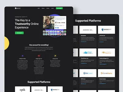Federated Identity homepage concept dark homepage landing layout ui web